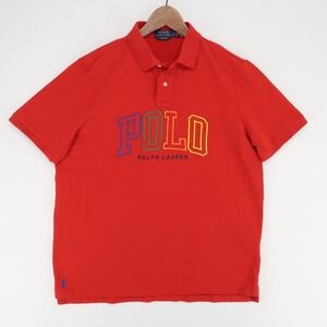 Polo Ralph Lauren Polo Shirt‎ Mens XL Red Classic Fit Embroidered Logo Spellout